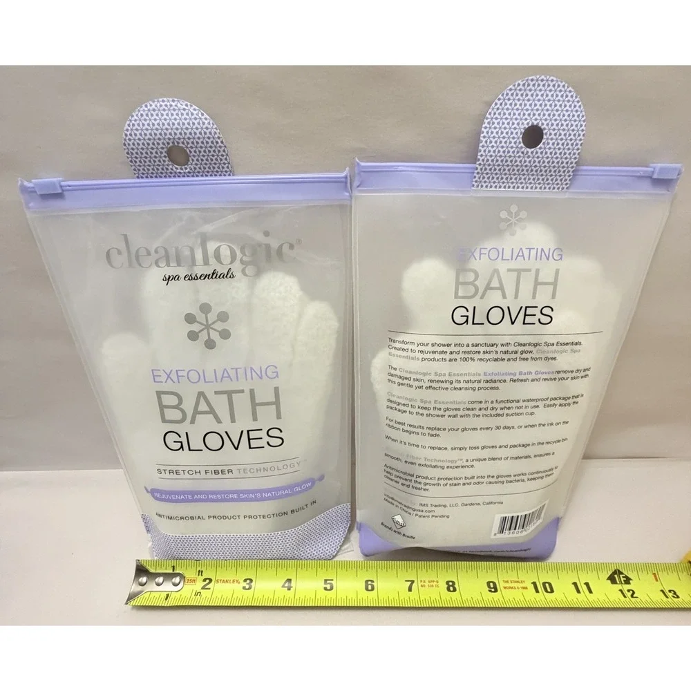 Exfoliating Gloves Body Scrub 2 Pack Shower Spa Exfoliator Organic Clean Logic